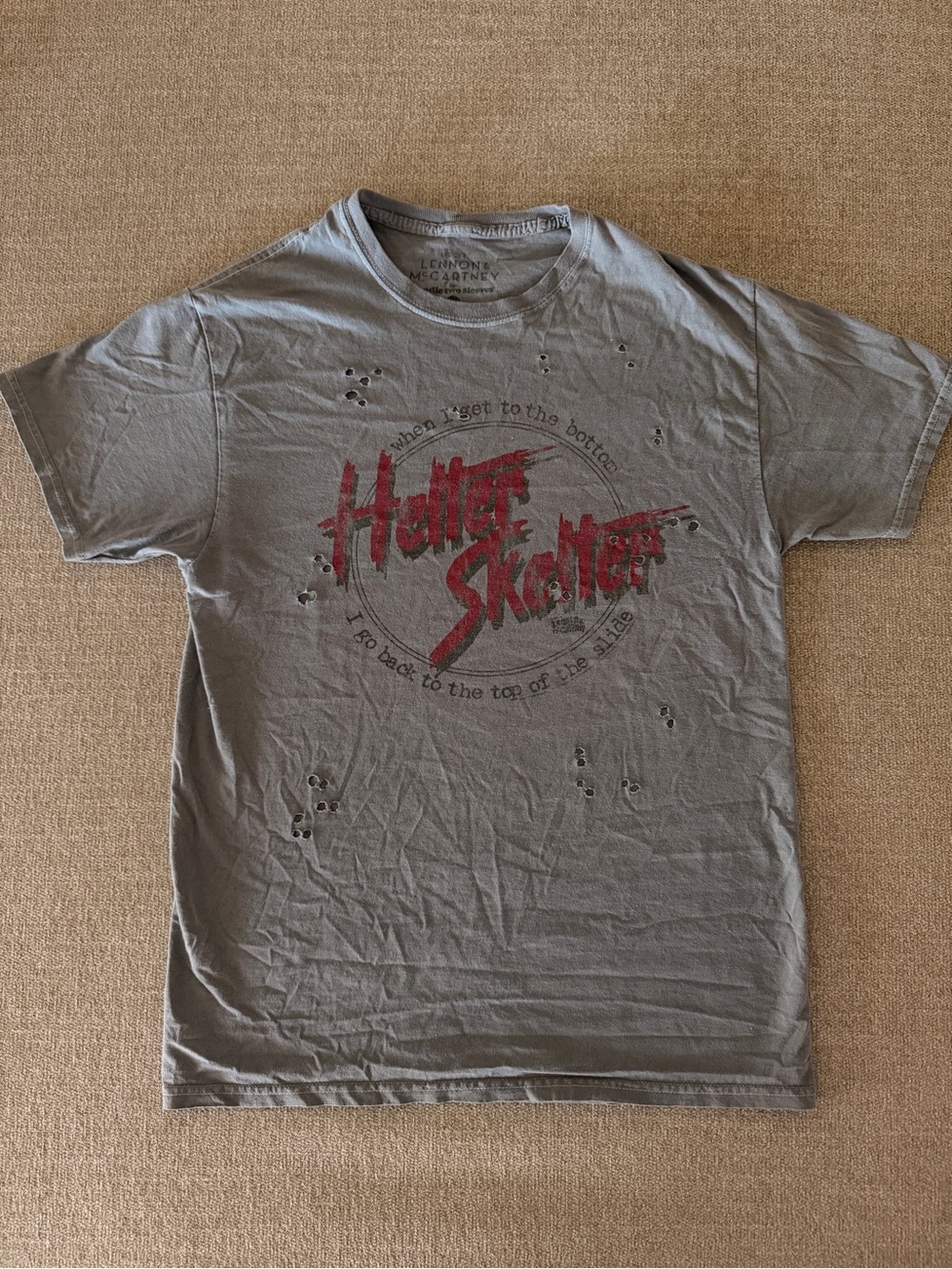 Gray Graphic Short Sleeve Tee with Red Print